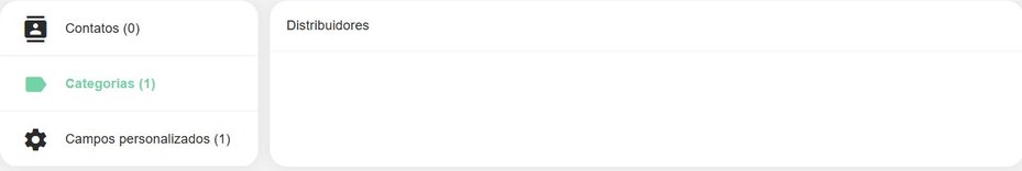 A categoria “Distribuidores” já cadastrada na seção Categorias.